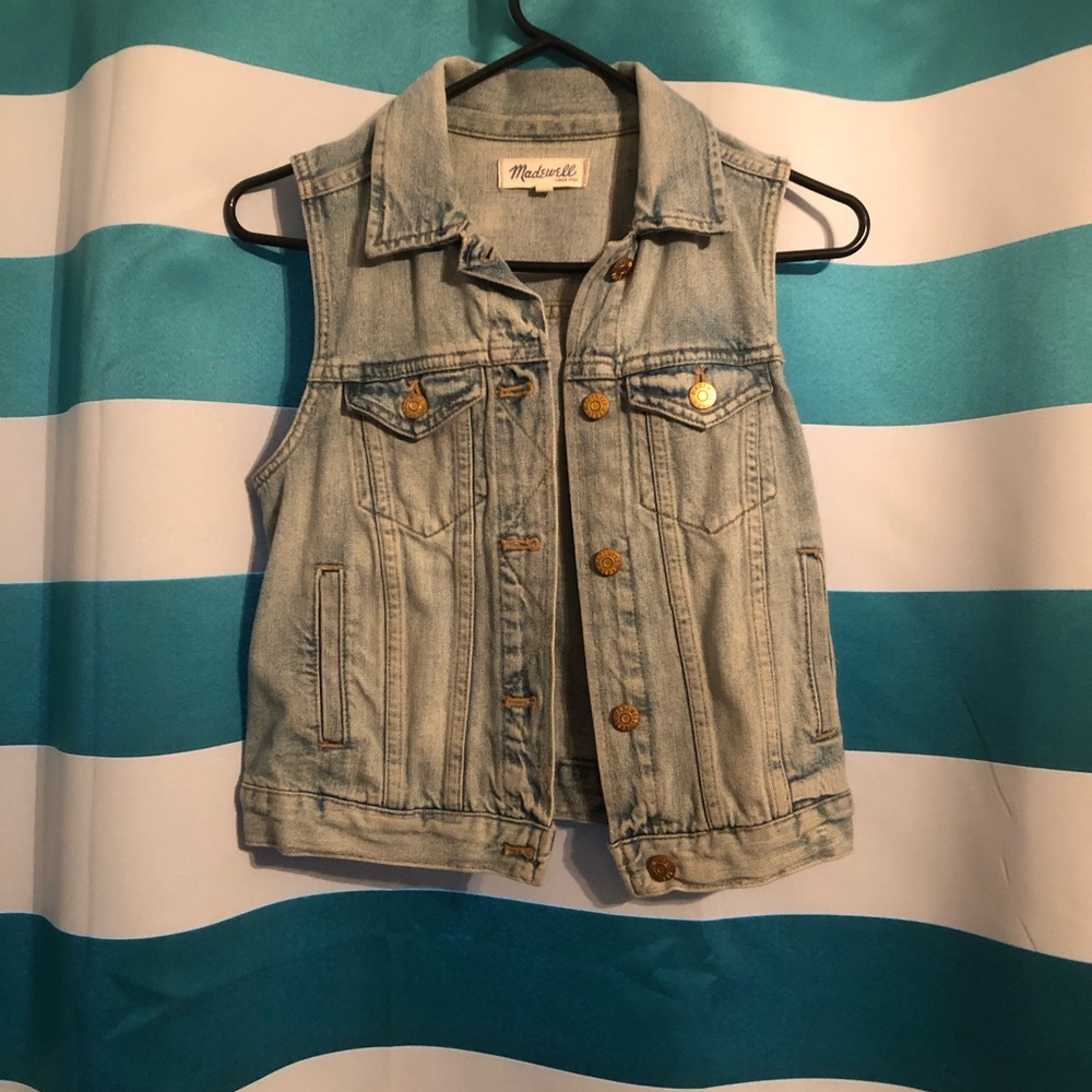 Madewell light blue denim vest